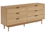 CONFORAMA, Kommode AMANA 3 Schubladen Spanplatte, Rattan holz, Kommode AMANA 6 Schubladen 39.5x160x75cm holz
