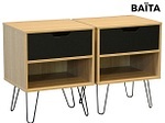 CONFORAMA, 2 Nachttische-Set TWIN 1 Schublade Spanplatte holz, schwarz