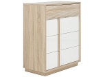 CONFORAMA, Kommode 4 Schubladen CURTYS Sonoma, Weiss Spanplatte, 