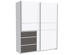 CONFORAMA, Schrank 2 Tür(en) 3 Schublade(n) RAY Weiss, Grau, Schwebetürenschrank RAY weiss 2 Türen 3 Schubladen