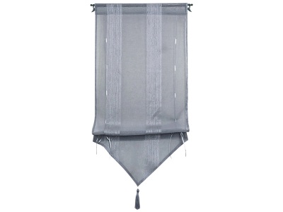 CONFORAMA, Vorhang RAYURE Durchsichtig Gestreift Grau Tunnel Polyester 45 x 90 cm, 