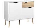 CONFORAMA, Kommode 2 Tür(en) 1 Schublade JONAS Weiss, Kommode JONAS 2 Türen 1 Schublade 39.05x98.6x81.7cm eiche