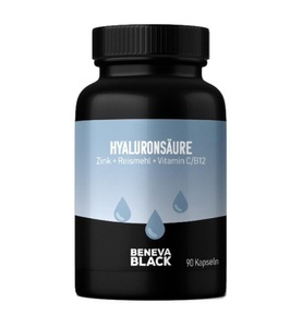 Beneva Black, Haut & Haare & Nägel Kapseln | 90 Tabletten | Glänzendes Haar | längere und dickere Nägel | schönere Haut, Hyaluronsäure Kapseln