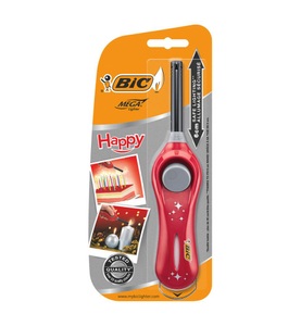 Bic, Bic - Multifunktions-Feuerzeug Happy - Rot, Bic Megalighter, HAPPY U140, 6cm, rot, 935474