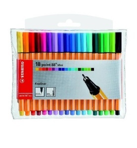 undefined, STABILO Point 88 Filzstift Mehrfarbig 18 Stück(e), Stabilo Point 88 Mini, 0,4mm, 688/18-1, (18 Farben, Etui)