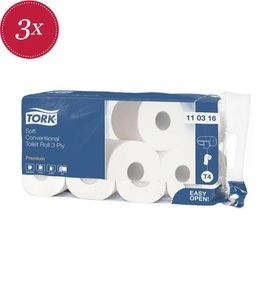 Wipac, Wipac - Tork Toilettenpapier Premium, Weiss, 3-Lagig, 8er Pack, 