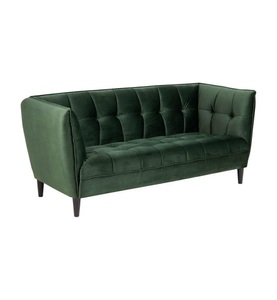 Actona, Actona - 2-Sitzer Sofa Jonna - Dunkelgrün und Schwarz, Ambia Home 2,5-sitzer in velours grün, schwarz , Jonna , Holz, Textil , Eukalyptusholz , massiv , 182x80x82 cm , Velours,Echtholz , 001749008503