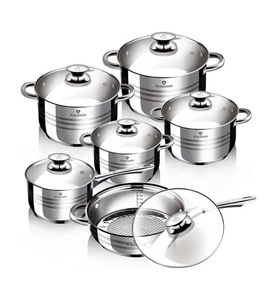 Berlinger Haus, Berlinger Haus - 12-teiliges Topfset Gourmet Line - Silber, Blaumann, Küchenbedarf, Blaumann 12-teiliges Topfset Edelstahl Gourmet Line Shiny, Produkte & Wohnen