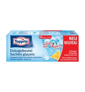 Marchon, Marchon - 10er-Set Eiswürfelbeutel - Transparent, Toppits Eiswürfelbeutel 10 Stück, Blau/Transparent