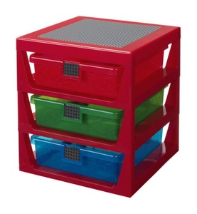 LEGO, LEGO - 3 Schubladen-Aufbewahrungsregal - Rot, LEGO Schubladenbox, Aufbewahrungsbox
