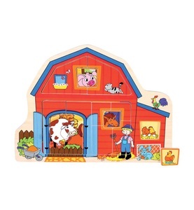 Bino, Bino Puzzle Bauernhof 13 tlg., Bino 88118 - Holzpuzzle Bauernhof, 13-teilig, Puzzle