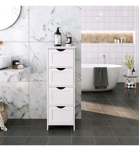 Vasagle - SONGMICS Schubladenkommode Badschrank Beistellschrank Kleiner Kommode Schrank aus Holz mit 4 Schubladen 30 x 82 x 30 cm (B x H x T) weiß LHC40W