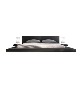 SalesFever - Polsterbett 140x200 cm LED Kunstleder - Schwarz