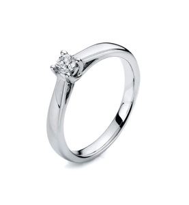 Goldberg diamants, Goldberg diamants - Ring - Silber, Solitär-ring 585/14k Weissgold Diamant 0.19ct. Damen Silber ONE SIZE