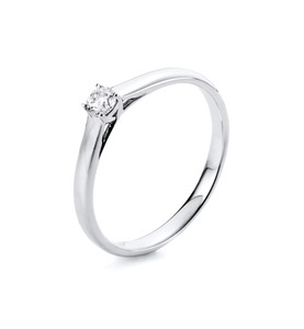Goldberg diamants, Goldberg diamants - Ring - Silber, Solitär-ring 750/18k Weissgold Diamant 0.15ct. Damen Silber ONE SIZE