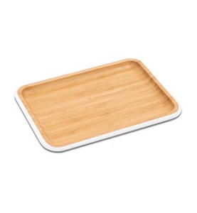 Pebbly, Pebbly - Serviertablett MATTIA - Holz - bambus/weiss - 15/22/2 cm, Serviertablett S, weiss 22x15cm