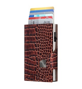Tru virtu, Tru Virtu - Kartenetui Click and Side Double Croco - Dunkelbraun, 