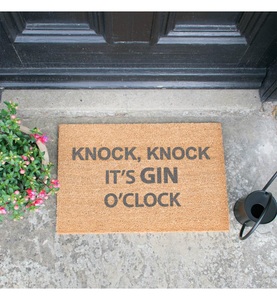 Home, Home - Fussmatte Knoch Knock It's Gin O'Clock 60 x 40 x 1.5 cm - Camel und Grau, 