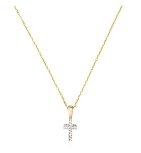 Le Diamantaire, Anhänger Mini croix - Gelbgold - Diamanten 002 kt, 