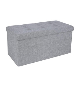 SONGMICS, Songmics - 76 cm Sitzbank Sitztruhe Aufbewahrungsbox Sitzhocker belastbar bis 300 kg leinen Hellgrau LSF47G, 