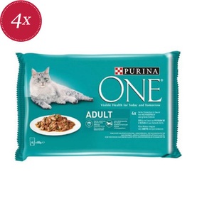 Purina One, Purina ONE Zarte Stückchen in Sauce Hochseefisch 4x85g, Purina ONE Zarte Stückchen in Sauce Hochseefisch 4x85g