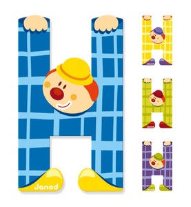 Janod, Janod - Clown Buchstabe H ass. 5.5x0.7x9cm 10 gr, Janod - Buchstaben Clown H, H