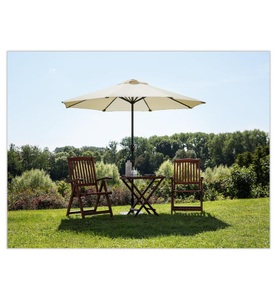 Beliani, Beliani Sonnenschirm LED-Beleuchtung Ø266 cm grau-beige RAPALLO, 