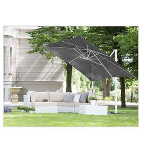 Beliani Ampelschirm 250 x 250 x 235 cm dunkelgrau/weiss MONZA
