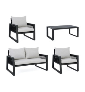 mutoni Garten Deluxe, Garten Sitzgruppe mit Kissen Captiva schwarz (4er-Set), Garten Sitzgruppe mit Kissen Captiva schwarz (4er-Set)