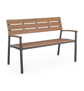 Bizzotto, Bizzotto - Bank Isak - Grau und Braun, Garten Sitzbank Isak anthrazit