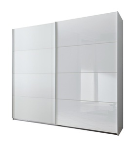 Wimex, Wimex - Kleiderschrank Ernesto - Weiss, Wimex Schwebetürenschrank »Ernesto«, mit farbigen Glaselementen