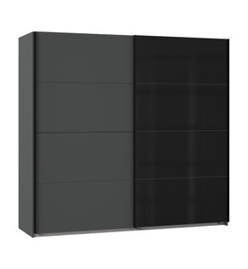 Wimex, Wimex - Kleiderschrank Ernesto - Grau und Schwarz, Carryhome Schwebetürenschrank in graphitfarben, schwarz , Ernesto -Top- , Metall , 2 Fächer , 225x210x65 cm , Dekorfolie,Dekorfolie,glänzend,Nachbildung,Nachbildung , Typenauswahl, umfangreiches Zubehör erhältlich, In verschiedenen Grössen erh?