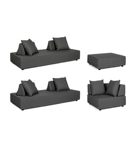 Bizzotto, Bizzotto - 4-teilliges Ensemble, Gartenlounge Eckkombination mit Kissen Piper anthrazit (4-tlg)
