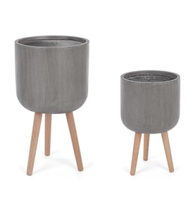 mutoni Garten Deluxe, Pflanzentopf Modern rund graubeige (2-Set), Pflanzentopf Modern rund graubeige (2-Set)