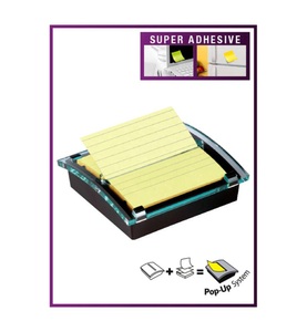3m, 3M - ™ - Post-it® Super Sticky Z-Notes Grossformat Spender DS440SCY, Post-it Sticky Z-Notes Spender 101 x 101 mm Super Sticky CR2016 Schwarz, Transparent 90 Blatt