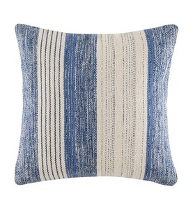 KAS, Kas - Kissenbezug Henri - 50 x 50 cm - Blau und Weiss, Kas - Henri Kissenbezug, 50 x cm, Blau Denim