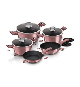 Berlinger Haus, Berlinger Haus - 10-teiliges Topfset I - Rosa, Berlinger Haus - 10-teiliges Kochgeschirr-Set I-Rose Collection, One Size