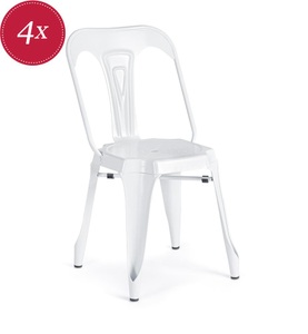 Bizzotto, Bizzotto - 4er-Set Stühle Minneapolis - Weiss, Stuhl Minneapolis weiss