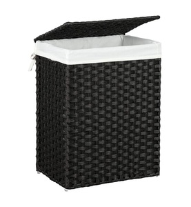 SONGMICS, Songmics - Handgewebter Wäschekorb, 90 L, Wäschesack herausnehmbar, Faltbar, VASAGLE Schuhregal