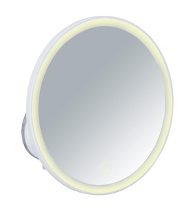 Wenko, Wenko - LED-Wandspiegel Isola, mit Saugnapf, 5-fach Vergrösserung, Wenko LED-Wandspiegel Isola Weiss | ? 18.5 cm
