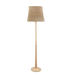Bloomingville, Bloomingville - Stehlampe - Beige, Stehleuchte Collected faser beige holz natur / Rattan & Holz - Bloomingville holz natur en holz