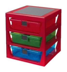 LEGO, LEGO - 3 Schubladen-Aufbewahrungsregal - Rot, LEGO Schubladenbox, Aufbewahrungsbox