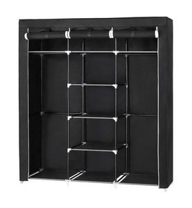 SONGMICS, Songmics - Groß XXL Kleiderschrank Faltschrank Wäscheschrank mit 2 Hakenstange 175 x 150 x 45 cm Drei hochrollbare Türen (Schwarz) RYG12B, SONGMICS Regal »150 cm x 175 cm, Schwarz«
