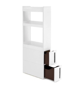 SONGMICS, Songmics - Nischenwagen schmal in weiß mit 3 Ablagefächern 2 Schubladen Nischenschrank mit Rollen für Küche Bad Keller 17 cm breit KFR06WT, SONGMICS Regal