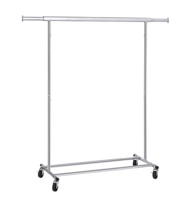 SONGMICS, Songmics - Schwerlast Metall Kleiderständer bis 90 kg belastbar mit Rollen Garderobenständer klappbar, Länge: 92-132 cm, Chrom, Industrie HSR13S, SONGMICS Garderobenständer »Verchromt 160 cm, Silberfarben«