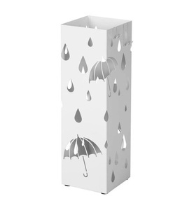 Songmics -  Schirmständer Regenschirmständer metall Wasserauffangschale und Haken werden verschenkt 49 cm weiss LUC49W