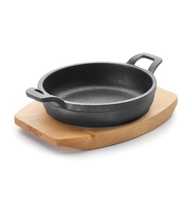 LACOR, Lacor - Gusseisen-Schmortopf Ø12 cm - Hellbraun und Schwarz, Magma Bratentopf rund D12cm inkl Servierbrett