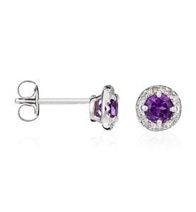 Le Diamantaire, Ohrstecker Popi Weissgold Diamanten 0.05 Karat Amethyste 0.46 Karat, 