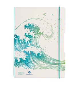 Herlitz, Notizheft A4/2x40, kariert + liniert, GREENline, Motiv Welle, College Block, HERLITZ Notizbuch My Book A4 50033645 A4 gREENline Welle 80Bl.kar.