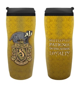 HARRY POTTER, Harry Potter - Reise-Kaffeebecher Poufsouffle - 355ml - Multicolor und Gold und Schwarz, ABYstyle - Harry Potter Hufflepuff Reisebecher